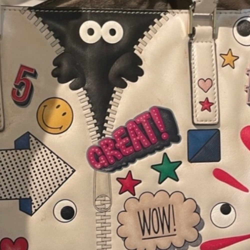 Anya Hindmarch all over sticker ebury ivory bag tote -CHICEST bag size large. - Picture 11 of 15